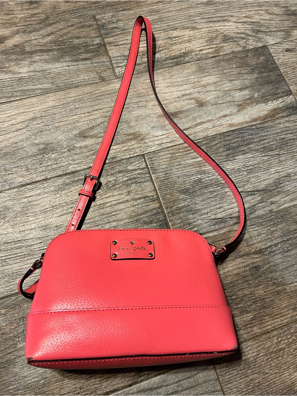 kate spade coral pink leather crossbody bag
